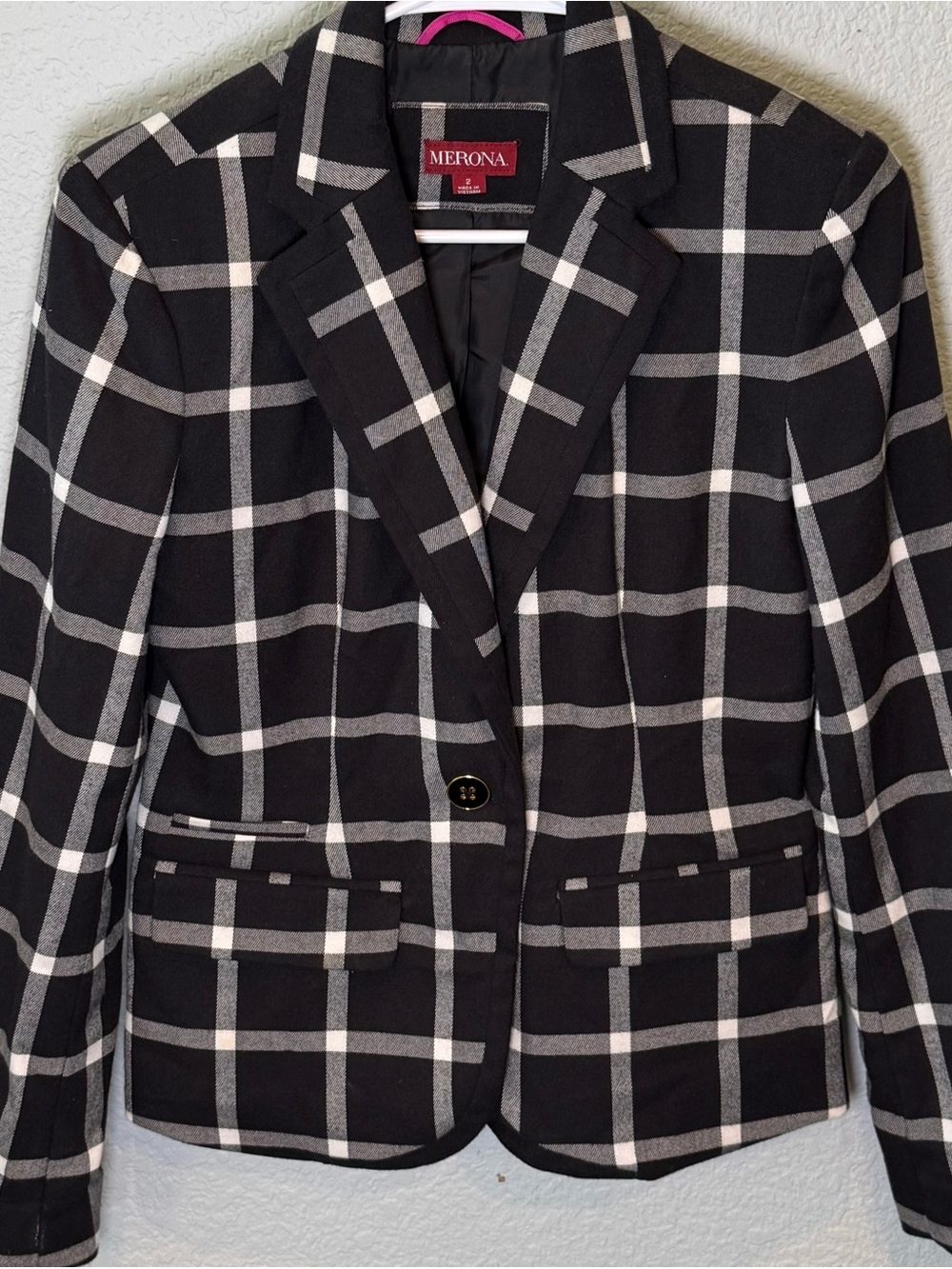 Merona Black and White Plaid Tailored Blazer
